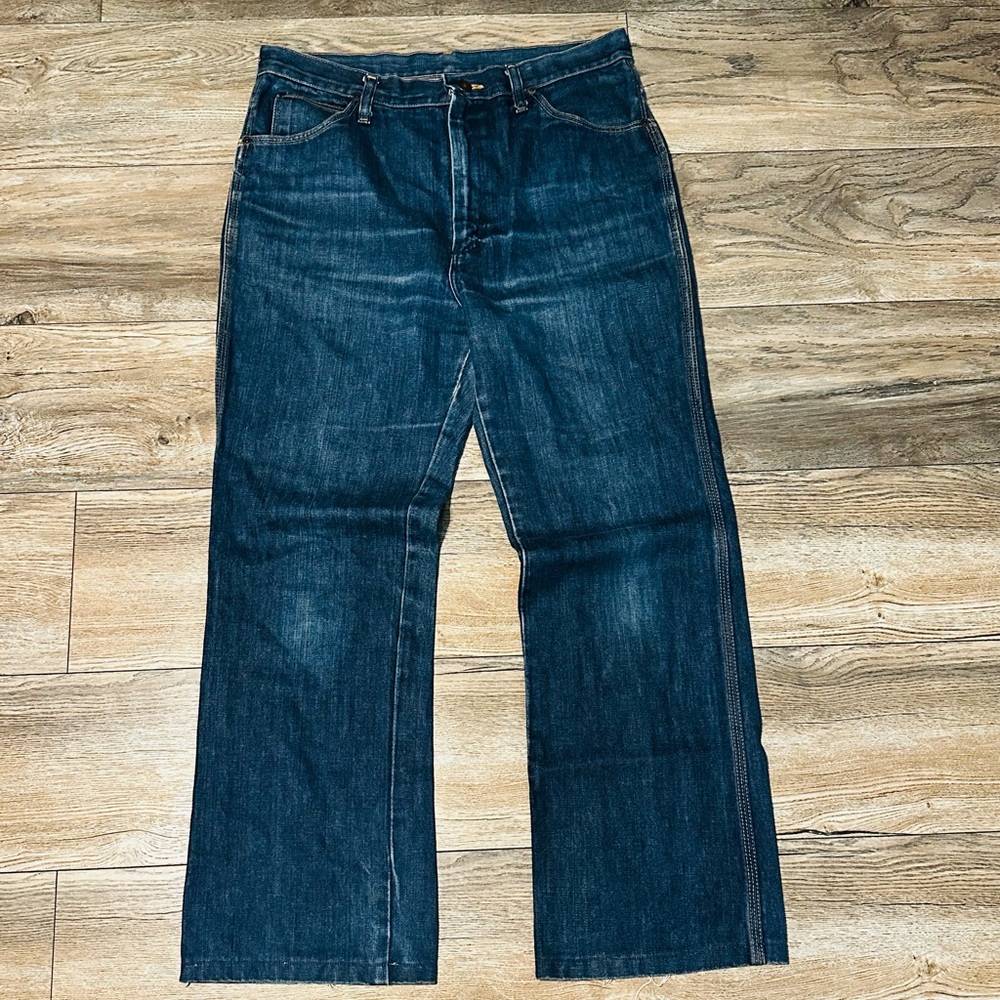 Rustler Vintage Denim Jeans Light Blue Wash, Distressed, Repaired 34 L